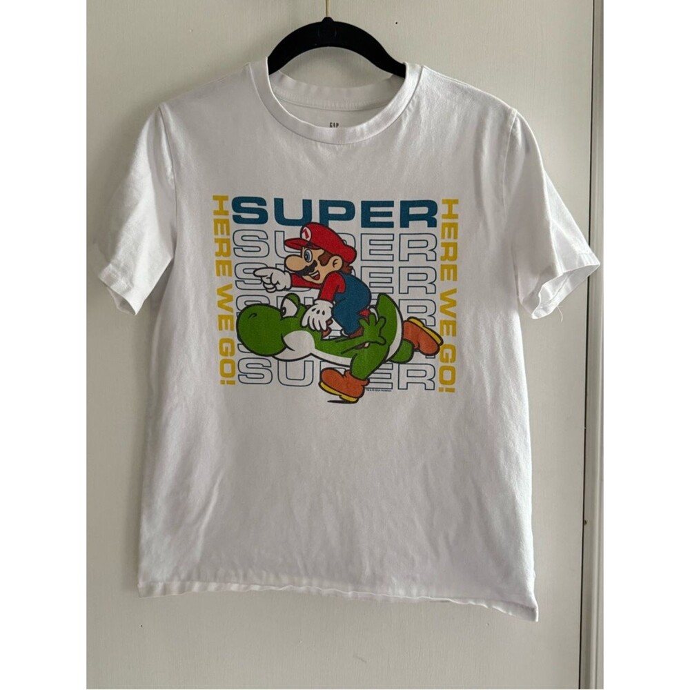 GAP Super Mario Kids Basic Crew Neck Tee - White Size XXL